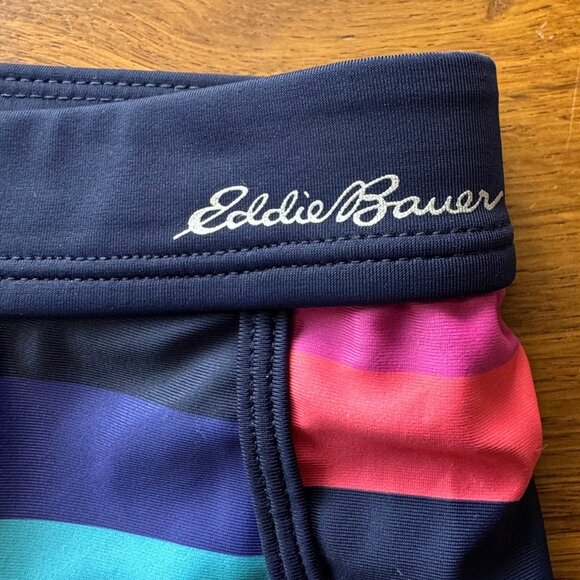 EDDIE BAUER Color Block RashGuard Swim Set Girls 7-8 S Small Top Striped Shorts - Picture 10 of 14